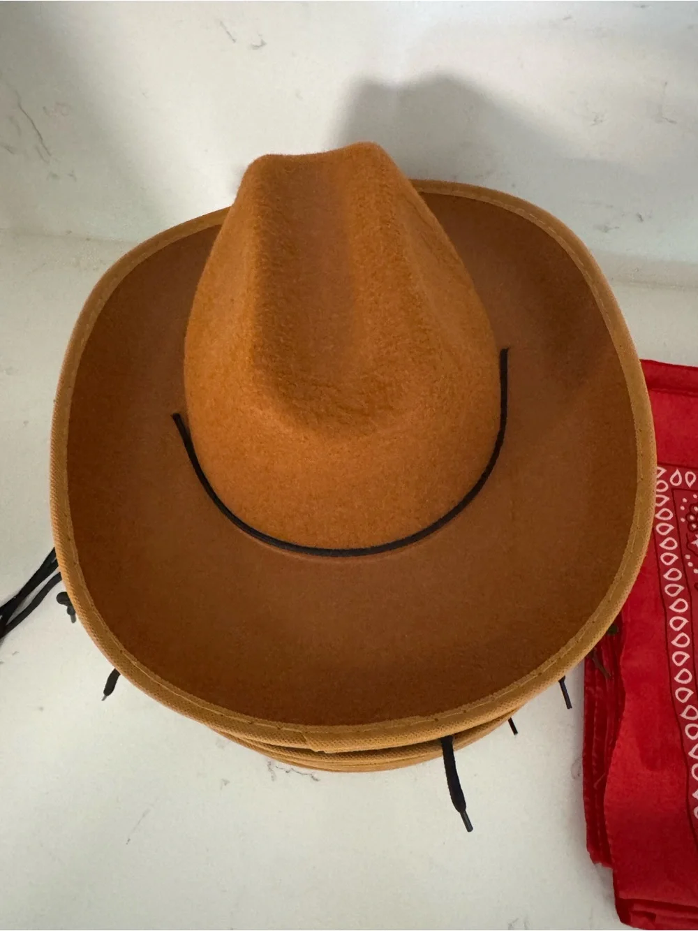 Kids Tan Cowboy Hat with Red Bandanas